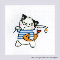 Набор для вышивания крестом Риолис "Команда кошек: рыбаки", счетная схема