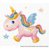 Magic Needle Counted cross stitch kit Rainbow Unicorn, 15 x 14cm