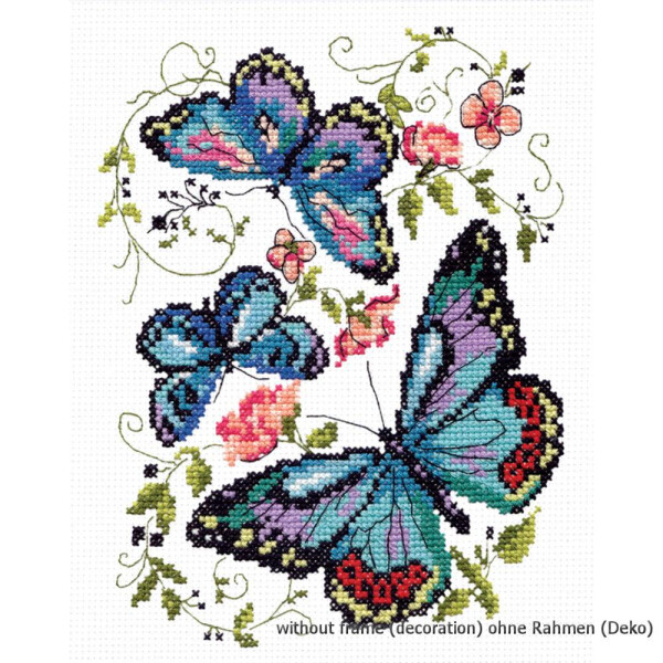 Набор для вышивания крестом "Голубые бабочки", счетная схема, 15х18 см