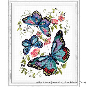 Magic Needle Counted cross stitch kit Blue Butterflies, 15 x 18cm