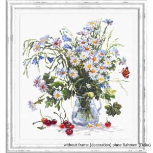 Magic Needle Counted cross stitch kit Daisies and Bluebells, 29 x 32cm