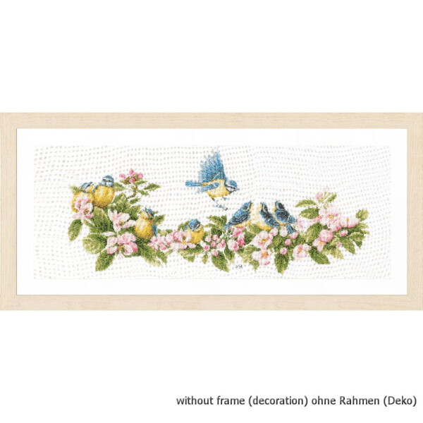 Lanarte counted cross stitch kit Blue tits & blossoms