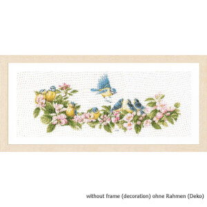Lanarte counted cross stitch kit Blue tits & blossoms