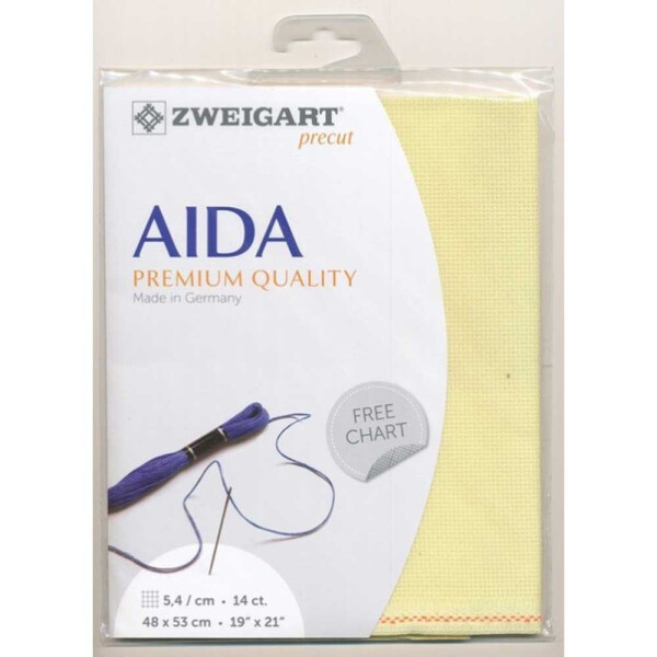 AIDA Zweigart Precute 14 ct. Stern Aida 3706 color 2030 yellow, fabric for cross stitch 48x53cm