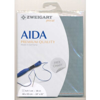 AIDA Zweigart Precute 16 ct. Aida 3251 color 594 misty blue fabric for cross stitch 48x53cm