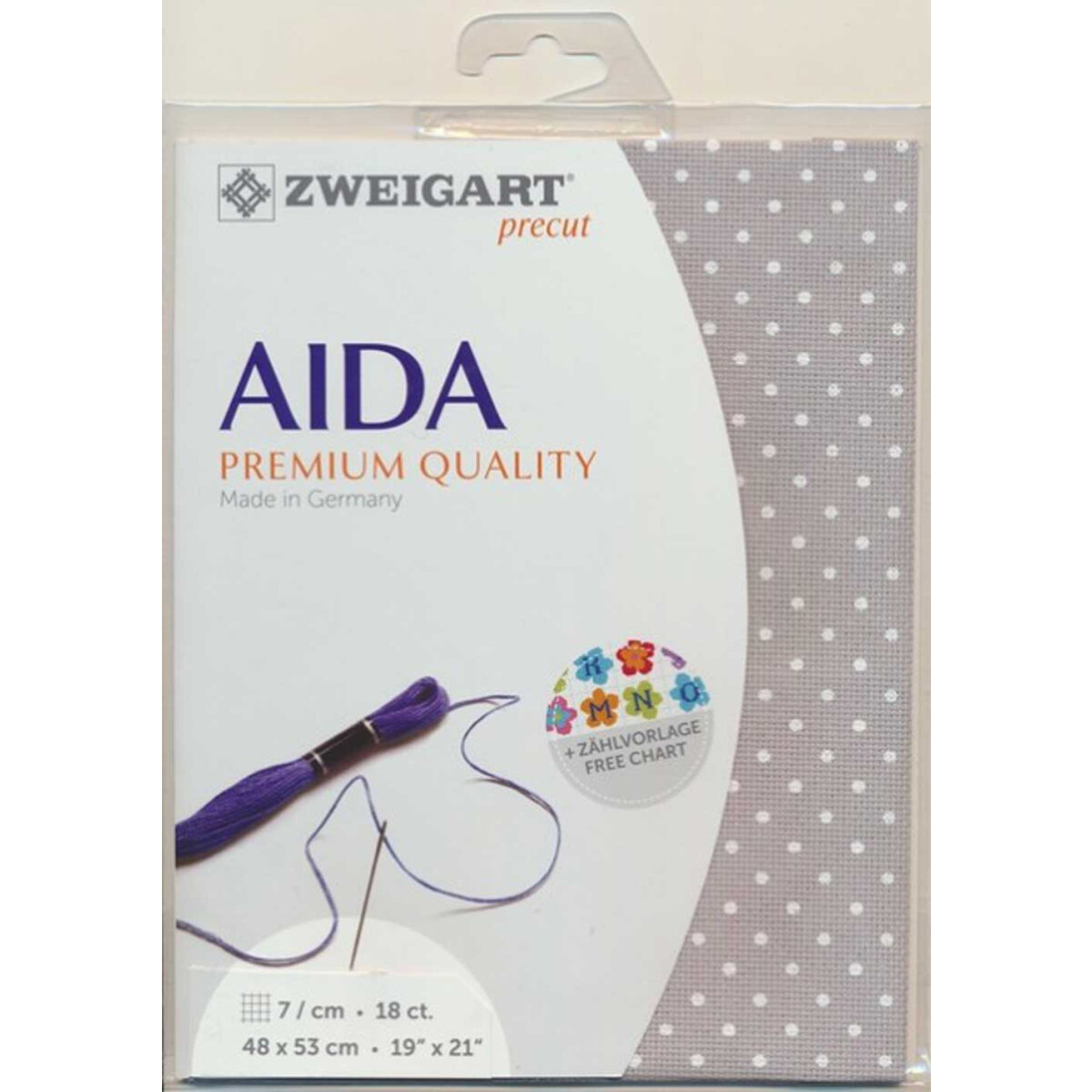 Buy Zweigart Aida Precute 18 ct Fein-Aida 3793 7349 gray/white dots