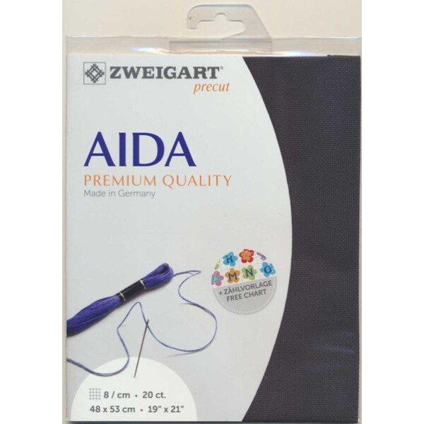 AIDA Zweigart Precute 20 ct. очень мелкая Aida 3326 цвет 7026 антрацит, счетная ткань для вышивания крестиком 48x53см