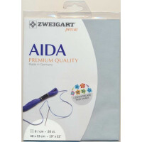 AIDA Zweigart Precute 20 ct. Extra Fein-Aida 3326 Farbe 5018 blaugrau, Zählstoff für Kreuzstich 48x53cm