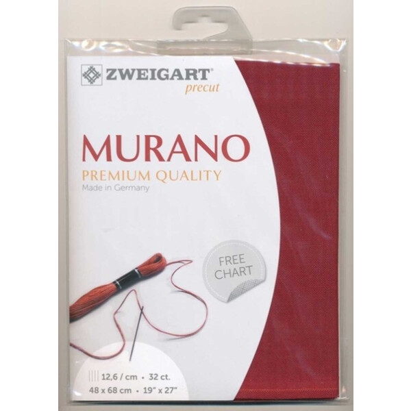 Zählstoff MURANO Zweigart Precute 32 ct. 3984 Farbe 9060 bordeauxrot, 48x68 cm