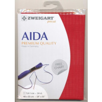 AIDA Zweigart Precute 14 ct. Stern Aida 3706 color 954 red, fabric for cross stitch 48x53cm