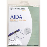 AIDA Zweigart Precute 14 ct. Stern Aida 3706 color 611 light green, fabric for cross stitch 48x53cm