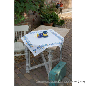 Vervaco Tablecloth stitch embroidery kit Blue tendrils,...