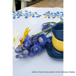 Vervaco Aida tafelkleed borduurset "Blauwe ranken", telpatroon