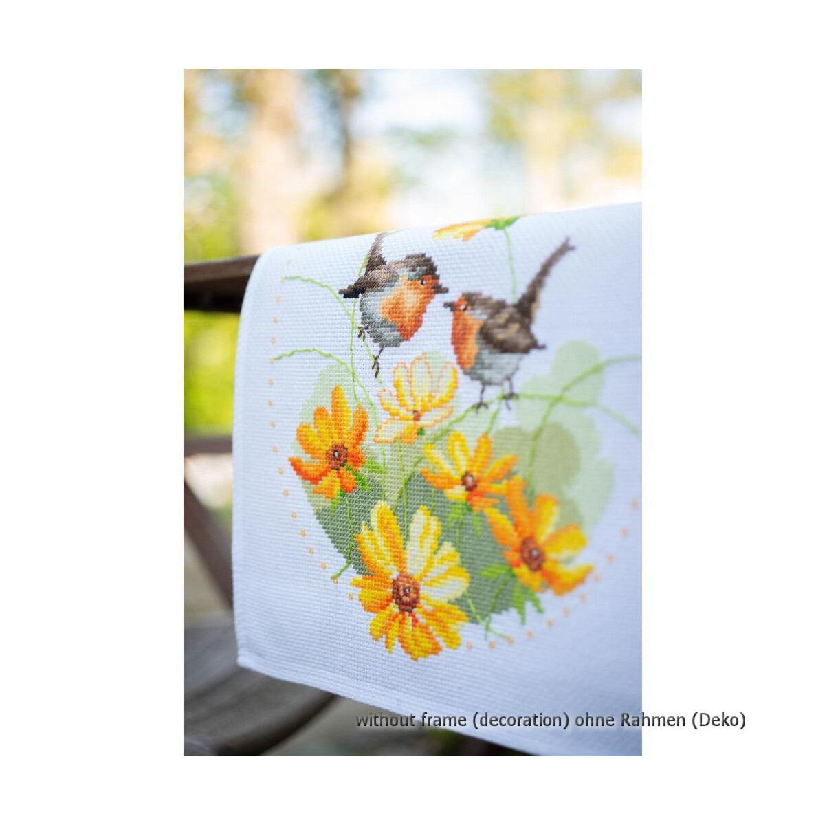 Vervaco tablerunner stitch embroidery kit Robins and...