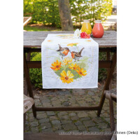 Vervaco tablerunner stitch embroidery kit Robins and Flowers , counted, diy