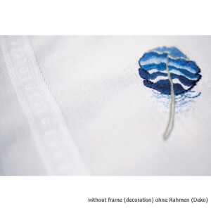 Vervaco Conjunto de bordado de manteles impresos "Plumas azules", patrón de bordado dibujado