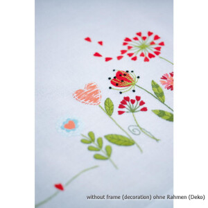 Vervaco Bedrukt tafelkleed borduurset "Bloemen", borduurpatroon getekend