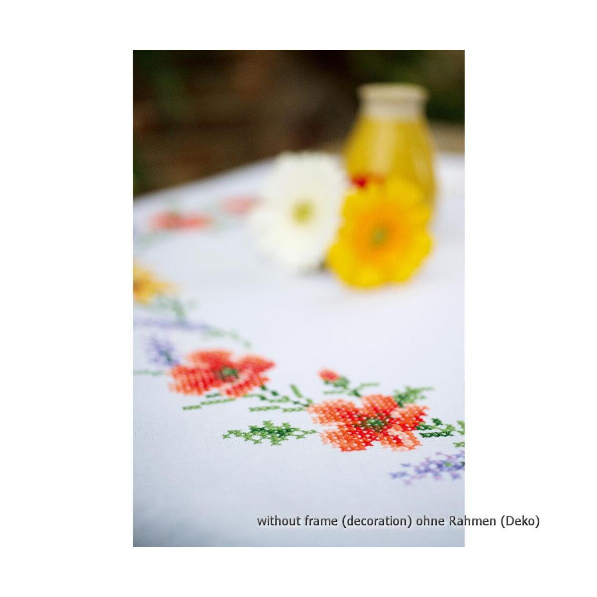 Vervaco Bedrukt tafelkleed borduurset "Bloemen en...