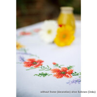 Vervaco Bedrukt tafelkleed borduurset "Bloemen en Lavendel", borduurpatroon getekend