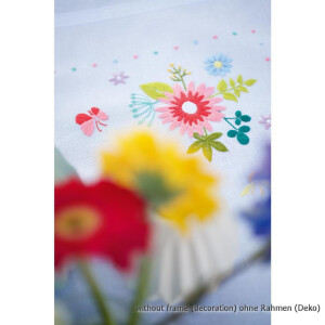 Vervaco Bedruckte Tischdecke Stickset "Frühlingsblumen", Stickbild vorgezeichnet