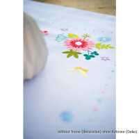 Vervaco Juego de manteles impresos y bordados "Flores de primavera", patrón de bordado dibujado