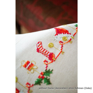 Vervaco Bedrukt tafelkleed borduurset "Christmassy", borduurwerk foto getekend
