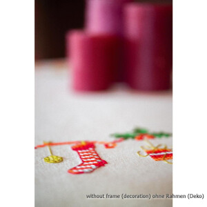 Vervaco Bedruckte Tischdecke Stickset "Weihnachtlich", Stickbild vorgezeichnet