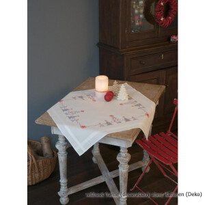 Vervaco tablecloth stitch embroidery kit Christmas red / gray , stamped, diy
