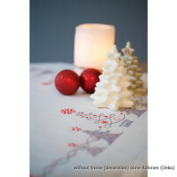 Vervaco Bedruckte Tischdecke Stickset "Weihnachtlich Rot/Grau", Stickbild vorgezeichnet