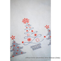 Vervaco Set di ricami per tovaglie stampate "Christmassy rosso/grigio", disegno di ricamo disegnato