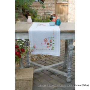 Набор для вышивания Vervaco с напечатанным дизайном скатерть раннер "Цветы", дизайн вышивки предварительно нарисован