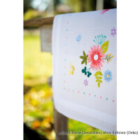 Vervaco Conjunto de bordados para caminos de mesa impresos "Flores de primavera", patrón de bordado dibujado