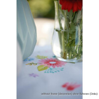 Vervaco Bedruckter Tischläufer Stickset "Frühlingsblumen", Stickbild vorgezeichnet