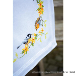 Набор для вышивания Vervaco с напечатанным дизайном скатерть раннер "Native Songbirds", дизайн вышивки предварительно нарисован