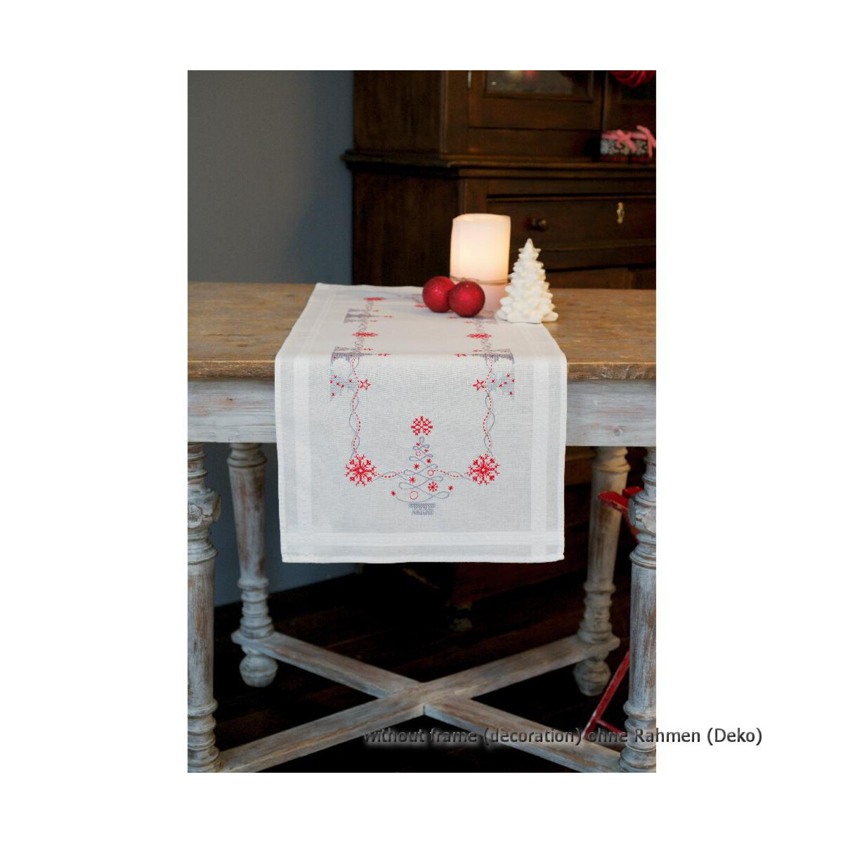Vervaco tablerunner stitch embroidery kit Christmas red /...