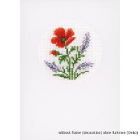 Vervaco Wenskaarten borduurset "Bloemen en Lavendel" set van 3, telpatronen