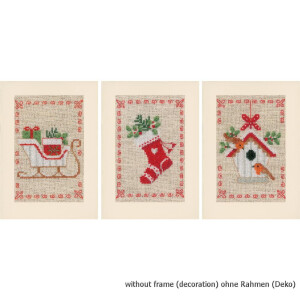 Vervaco Cards counted cross stitch kit Christmas set of...