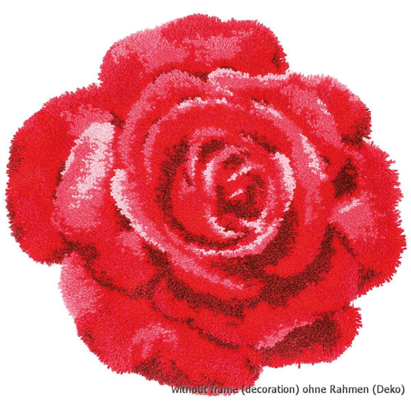 Vervaco Latch hook shaped carpet kit Red rose, stamped, DIY