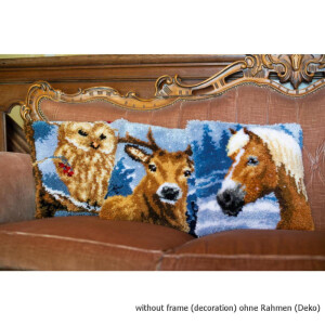 Vervaco Latch hook kit cushion Deer, stamped, DIY