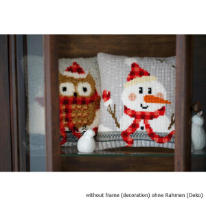 Vervaco Latch hook kit cushion Christmas Owl, stamped, DIY