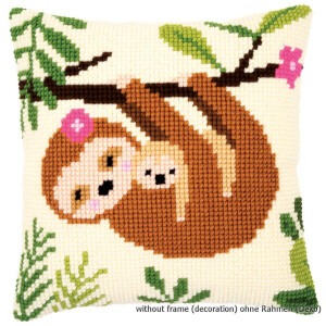 Vervaco stamped cross stitch kit cushion Sloth II, DIY