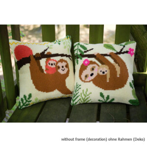 Vervaco stamped cross stitch kit cushion Sloth II, DIY