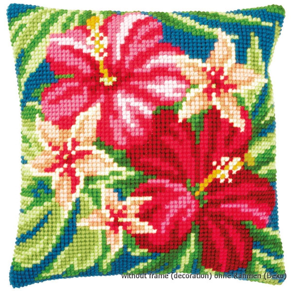 Orchidea Hibiscus Pillow Cover Needlepoint Kit 
