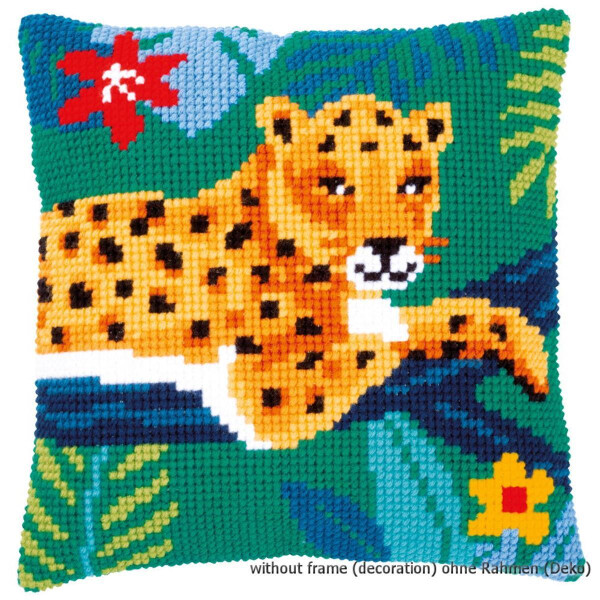 Подушка для вышивания крестом Vervaco "Леопард II", дизайн вышивки предварительно нарисован