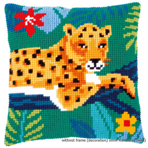 Vervaco stamped cross stitch kit cushion Leopard II, DIY