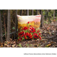 Vervaco stamped cross stitch kit cushion Poppies, DIY