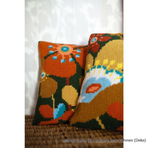 Vervaco stamped cross stitch kit cushion Retro Flowers I, DIY