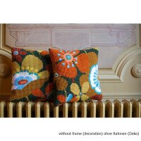 Vervaco stamped cross stitch kit cushion Retro Flowers I, DIY