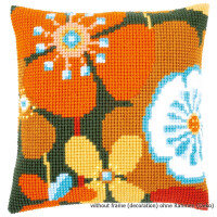 Vervaco stamped cross stitch kit cushion Retro Flowers II, DIY