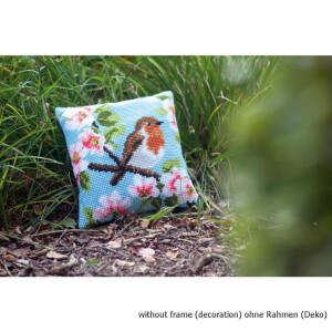 Vervaco stamped cross stitch kit cushion Robin II, DIY
